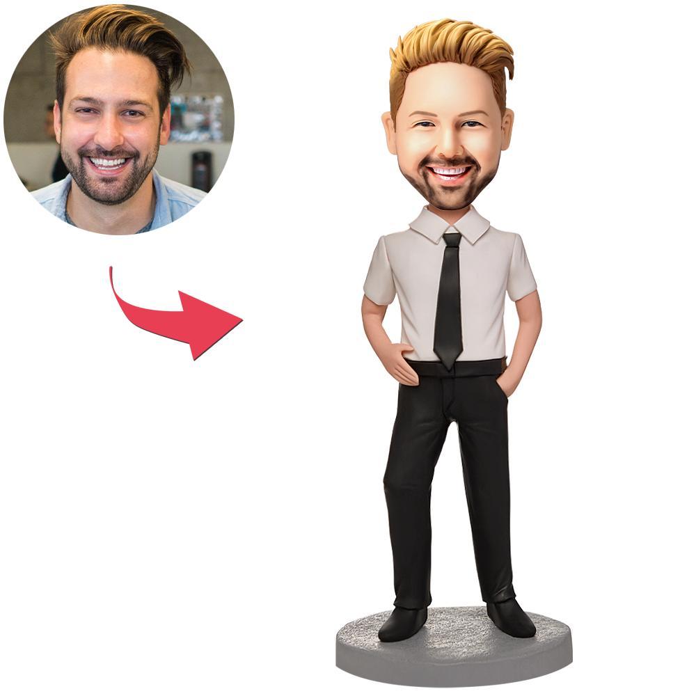 custom bobble head fun tribute someone special personalized bobblehead character business male front view