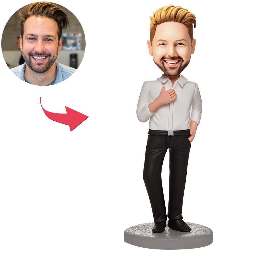 custom bobble head give that nods love personalized bobblehead character business male front view