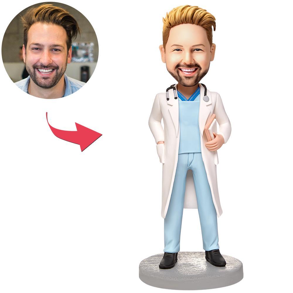 custom bobble head fun tribute someone special personalized bobblehead doctor male doctor front view