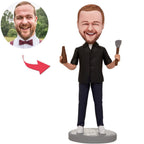 custom bobble head give that nods love personalized mini figure chef western front view