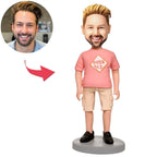 custom bobble head capture moment miniature bobblehead keepsake character pink clothes man front view