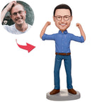 custom bobble head celebrate every smile figurine character fighting man bobbleheads engraved front view