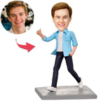 custom bobble head make memories stand tall figurine character happy walking man front view