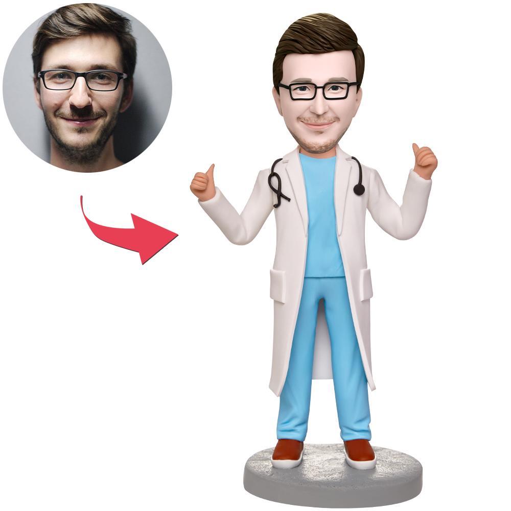 custom bobble head celebrate every smile personalized bobblehead doctor doctor thumbs up front view