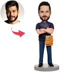 custom bobble head bring joy desk handcrafted desk display character cool male front view