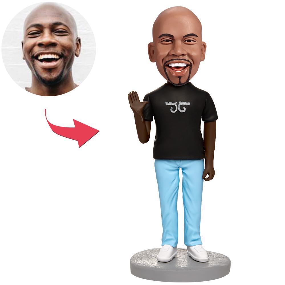 custom bobble head celebrate every smile bobblehead keepsake character black man say front view