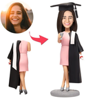 custom bobble head turn personality into art handcrafted desk display graduate female front view
