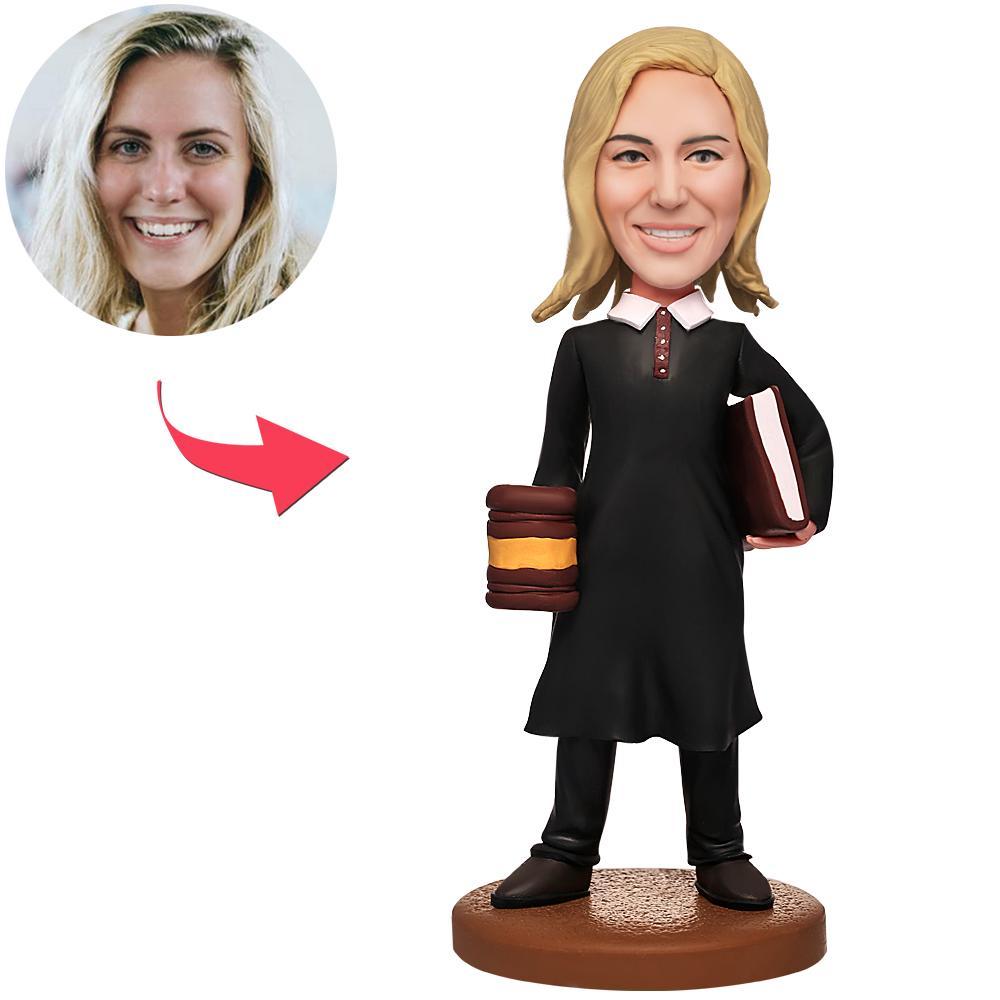custom bobble head keepsake full character handcrafted desk display pet lover female front view