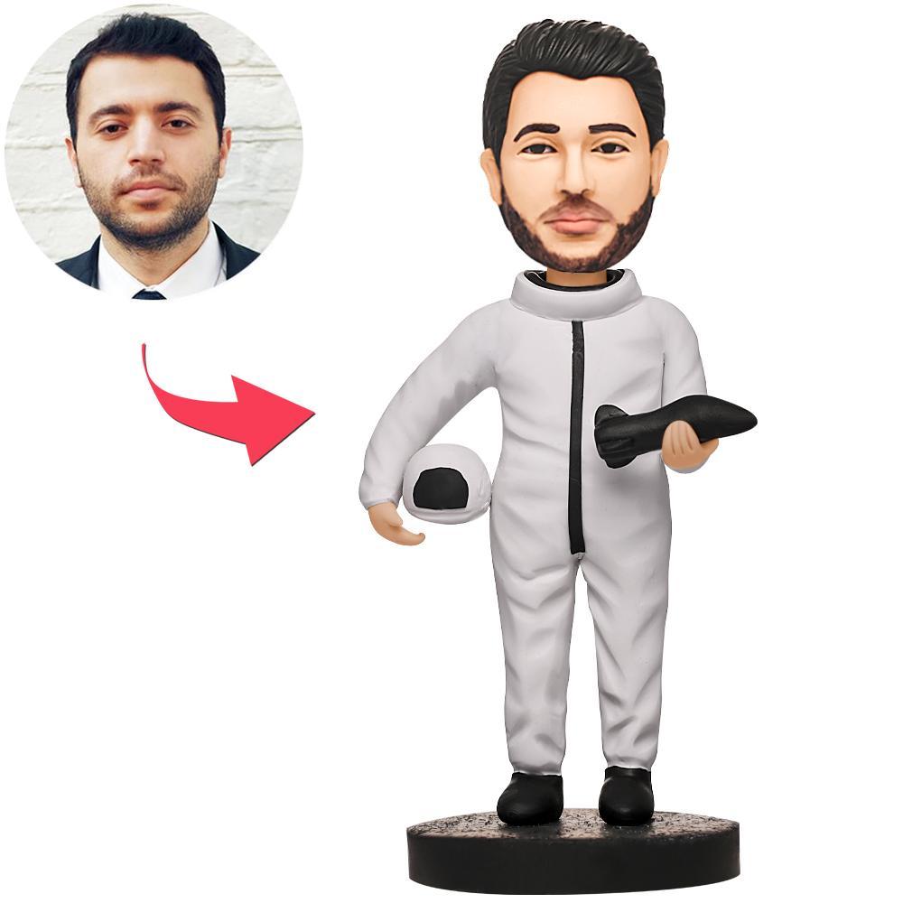 custom bobble head fun tribute someone special handcrafted desk display character male front view