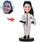 custom bobble head make memories stand tall figurine character female astronaut bobblehead front view