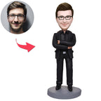 custom bobble head fun tribute someone special figurine character boss arms folded front view