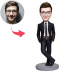 custom bobble head keepsake full character handcrafted desk display business man business front view