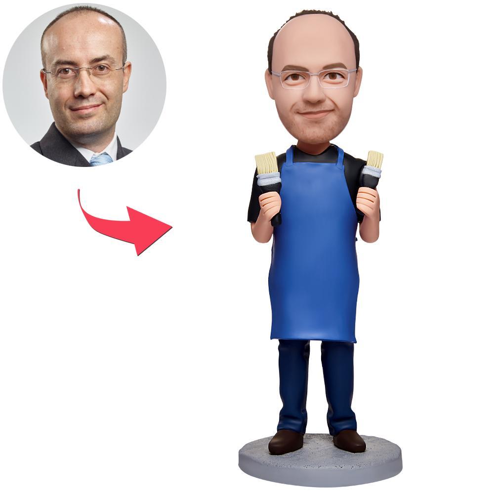 custom bobble head capture moment miniature figurine character painter man bobbleheads engraved front view