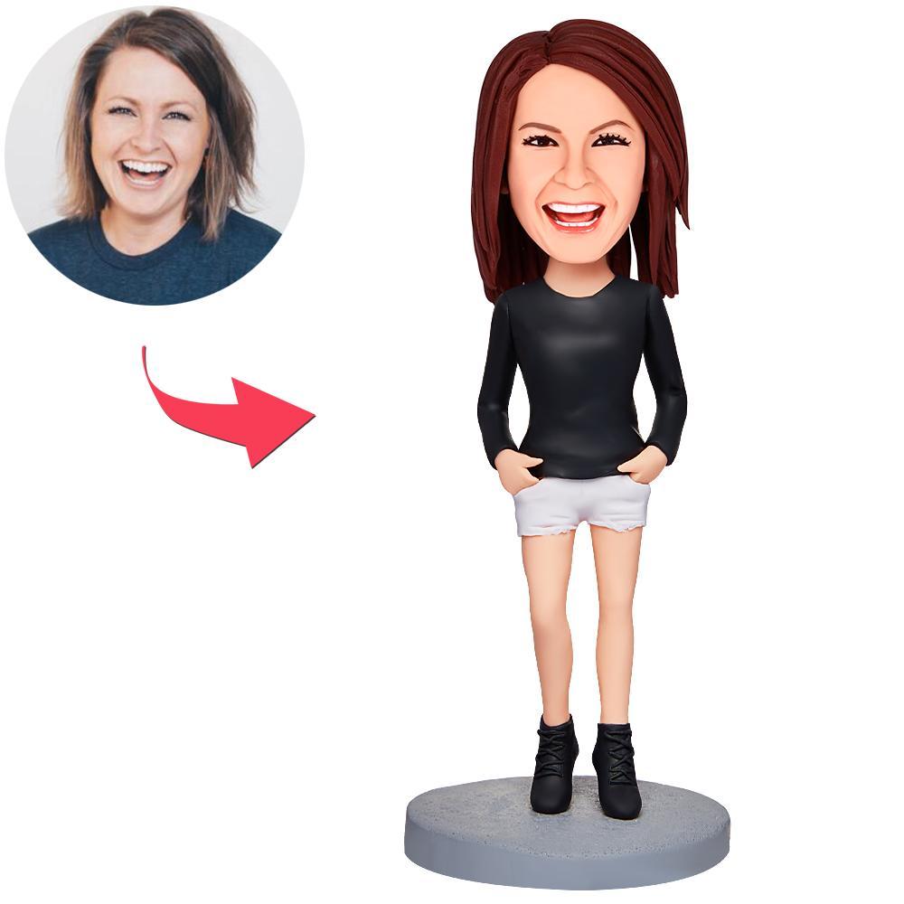 custom bobble head celebrate every smile bobblehead keepsake character black clothes modern front view