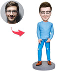 custom bobble head give that nods love handcrafted desk display business man front view