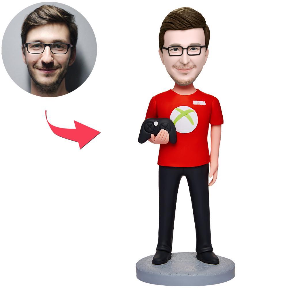 custom bobble head celebrate every smile handcrafted desk display character xbox player front view