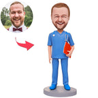 custom bobble head bring joy desk handcrafted desk display doctor male doctor front view