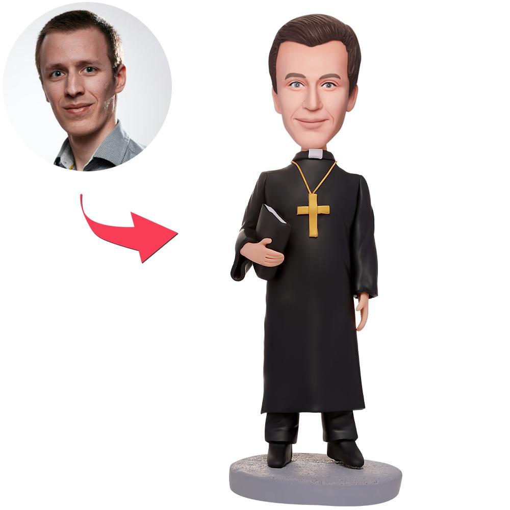 custom bobble head capture moment miniature bobblehead keepsake character priest bobbleheads engraved front view