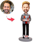 custom bobble head keepsake full character bobblehead keepsake character drone operator bobblehead front view