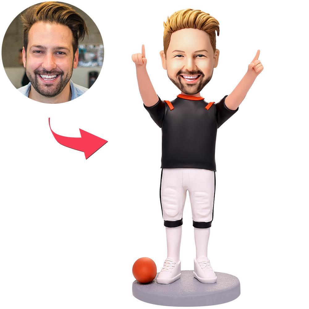 custom bobble head keepsake full character figurine character winner rugby player bobbleheads front view