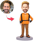 Climber Carrying A Bag Custom Bobbleheads With Engraved Text