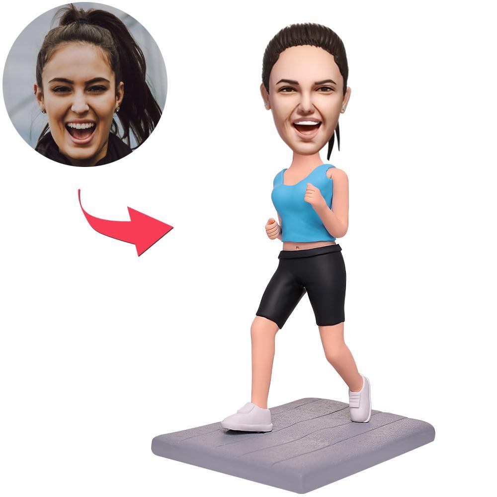 custom bobble head give that nods love personalized mini figure character running front view