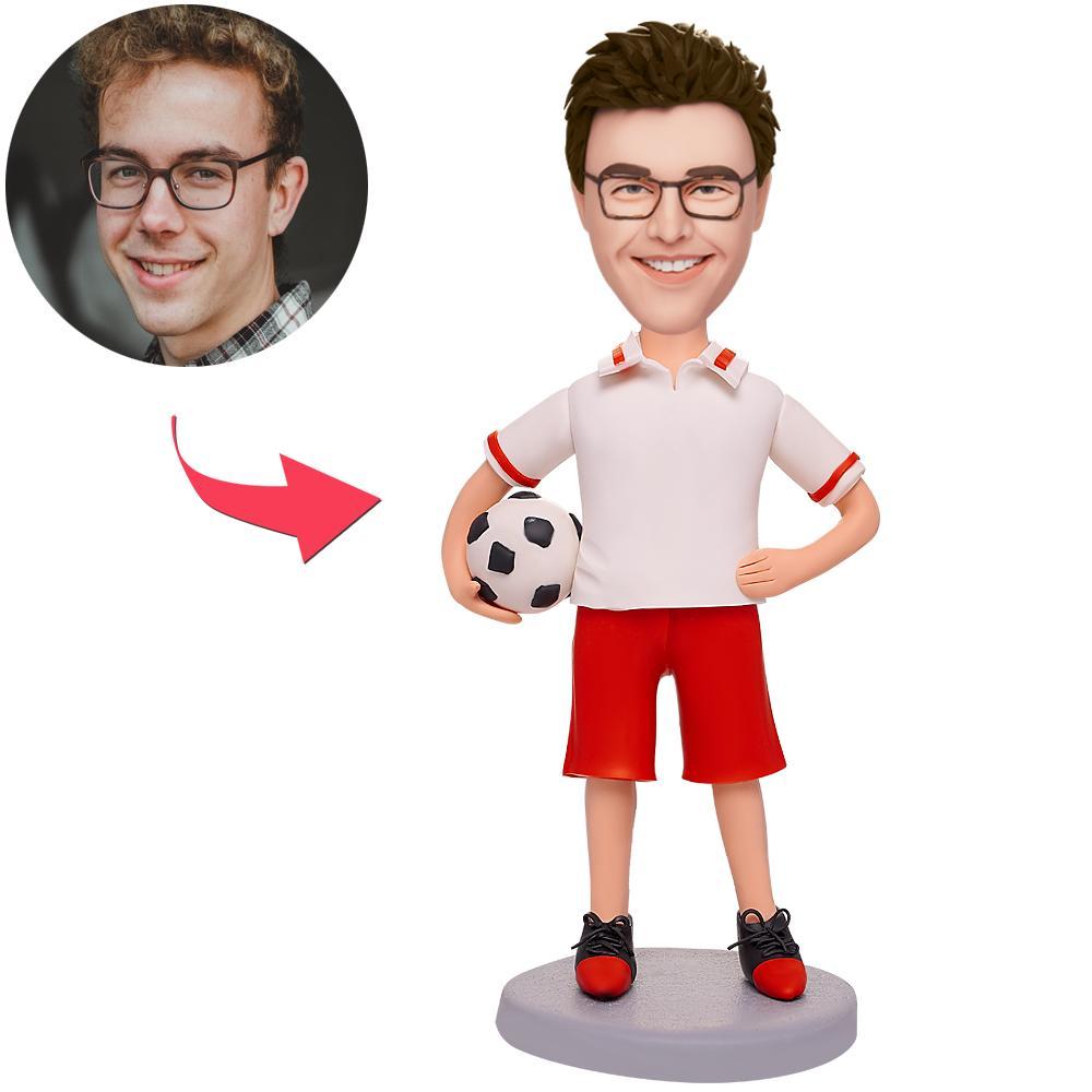custom bobble head capture moment miniature figurine athlete happy soccer player bobbleheads front view