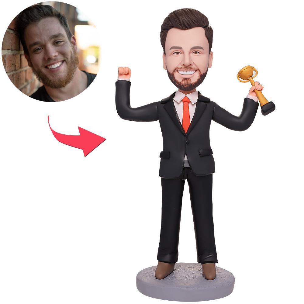 custom bobble head keepsake full character figurine character champion bobbleheads engraved text front view