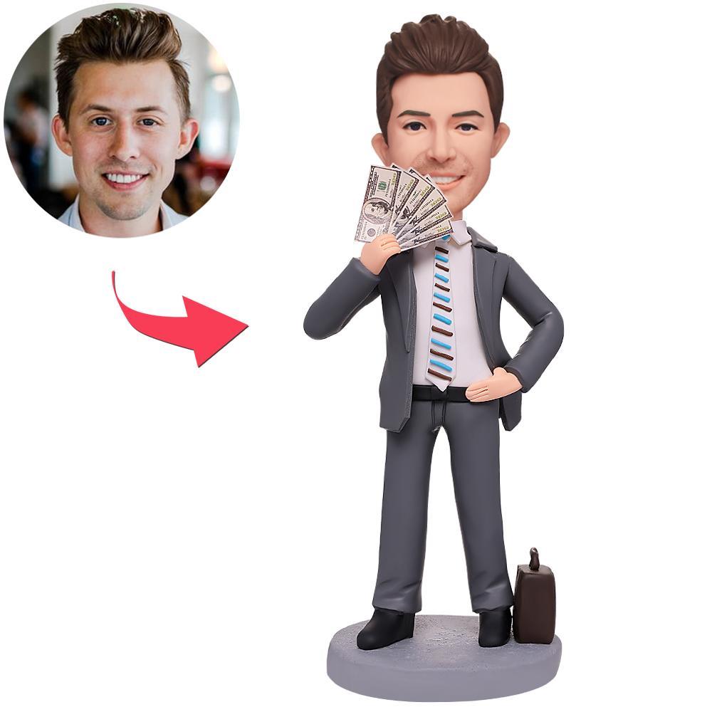 custom bobble head make memories stand tall bobblehead keepsake character rich man front view