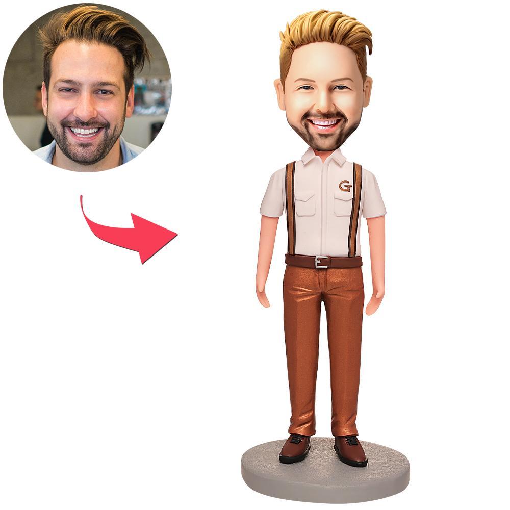 custom bobble head turn personality into art handcrafted desk display character man front view