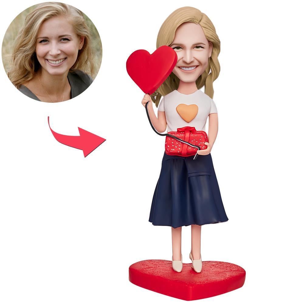 custom bobble head give that nods love personalized bobblehead character beautiful girl front view