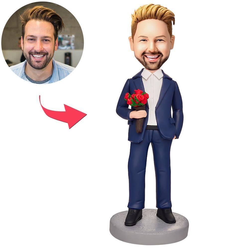 custom bobble head celebrate every smile handcrafted desk display character cool man front view