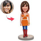 custom bobble head turn personality into art personalized mini figure character yellow front view