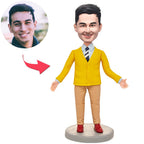 custom bobble head celebrate every smile personalized mini figure business man yellow front view