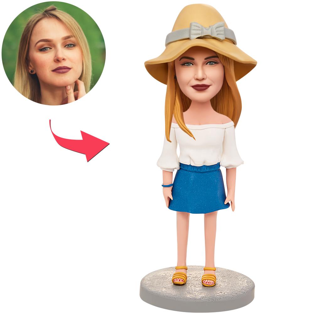 custom bobble head make memories stand tall personalized mini figure character white front view
