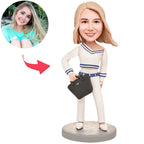 custom bobble head celebrate every smile handcrafted desk display business man white front view
