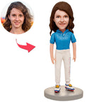 custom bobble head turn personality into art bobblehead keepsake character blue t front view
