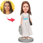 custom bobble head bring joy desk personalized bobblehead character shopping woman bobbleheads front view