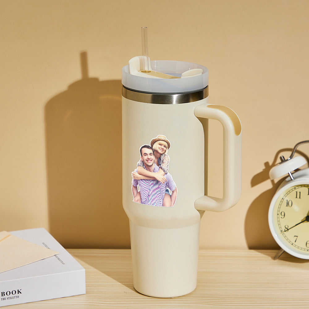 Personalized Photo Insulated Mug With Handle And Straw Stainless Steel Cup For Car Home