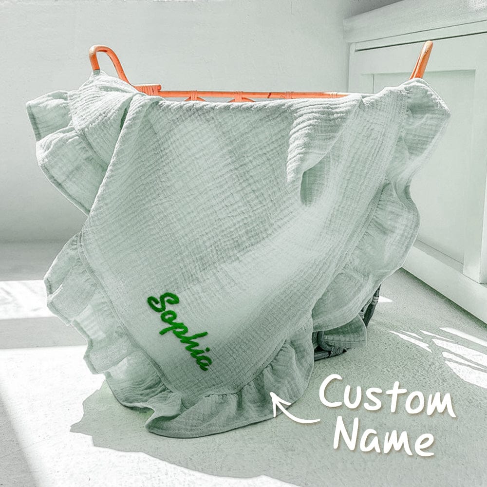 Personalized Baby Swaddle Blanket Custom Muslin Blanket with Embroidered Name Gift for Baby