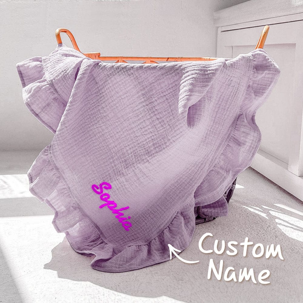 Personalized Baby Swaddle Blanket Custom Muslin Blanket with Embroidered Name Gift for Baby
