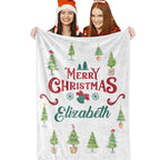 Christmas Blanket Personalized Name Blanket for Her Merry Christmas Gift