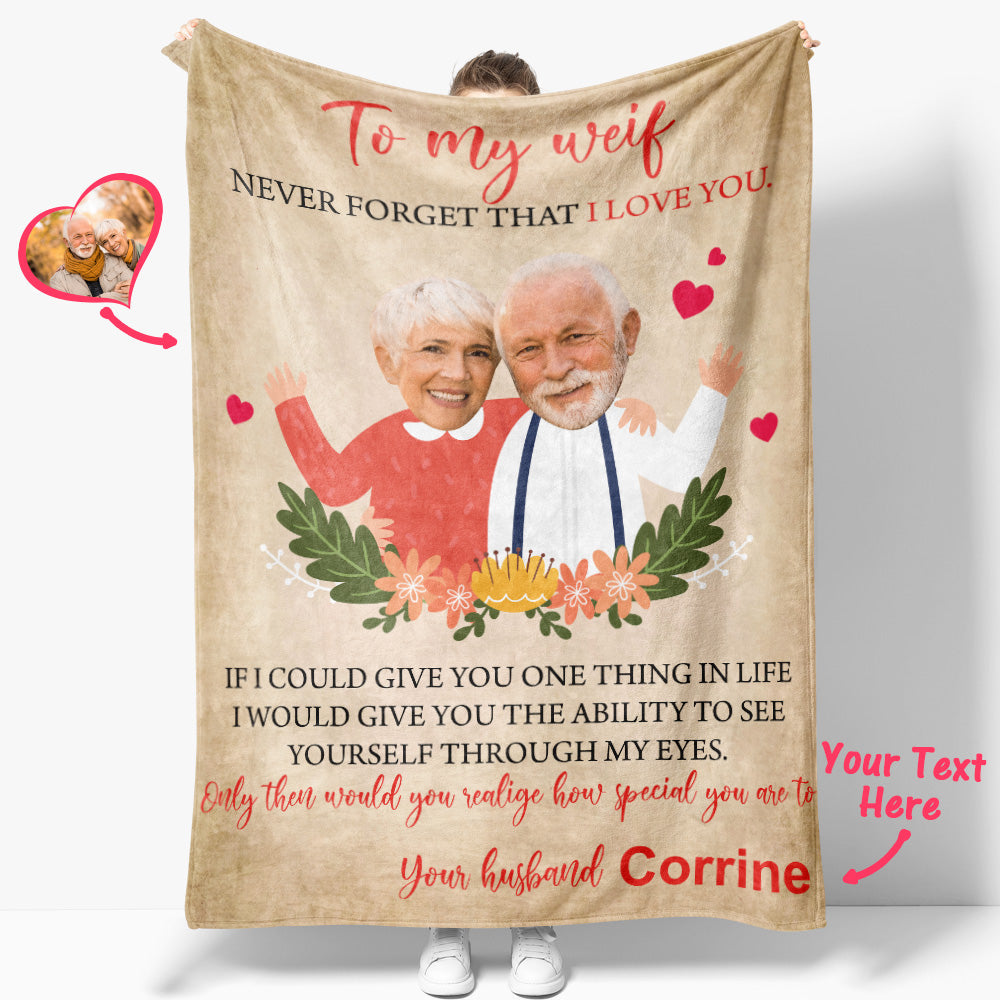 gifts for wife Best Wife Ever - Custom Decor - Face Blanket Personalized Photos and Name Letter Blanket Best Valentine's Day