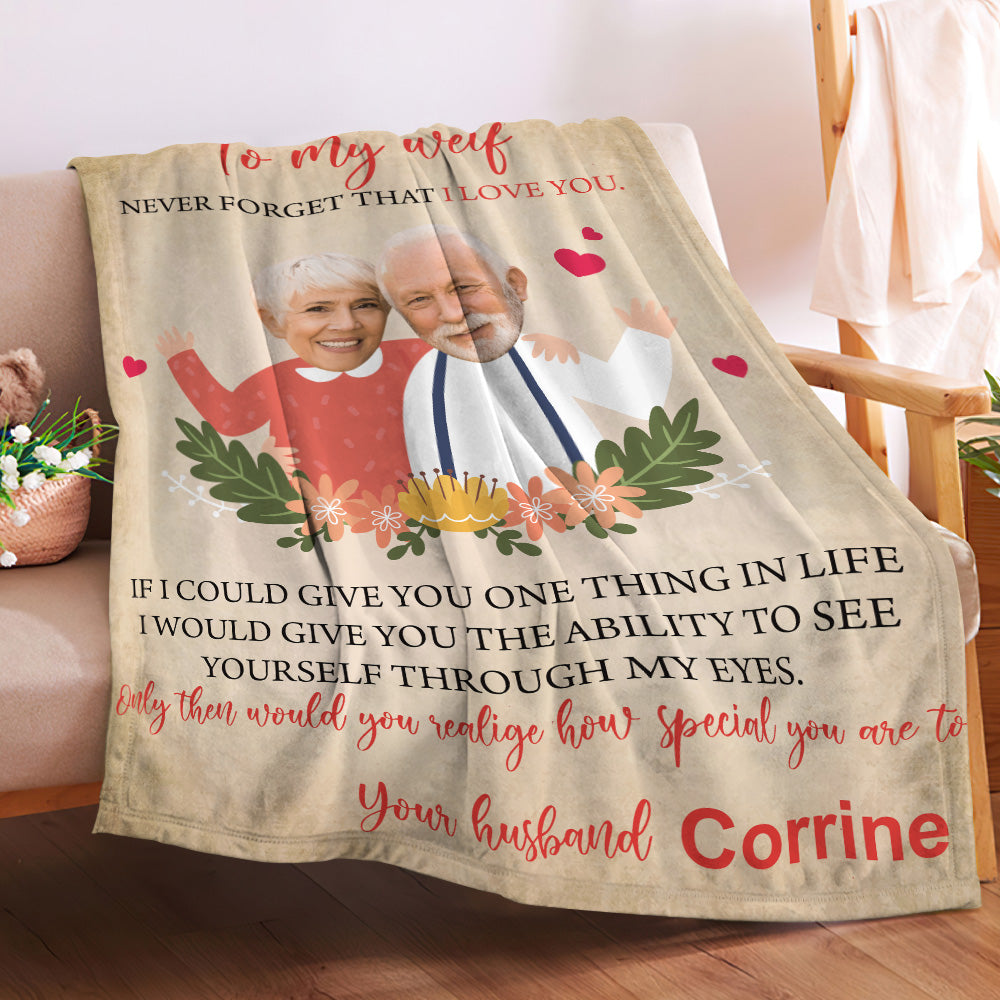 gifts for wife Best Wife Ever - Custom Decor - Face Blanket Personalized Photos and Name Letter Blanket Best Valentine's Day