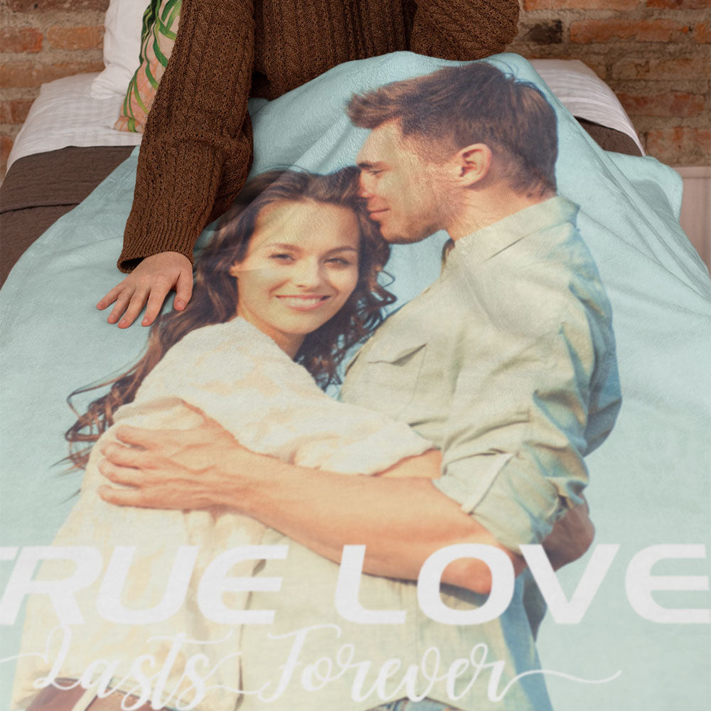 Valentine's Day Gifts Custom Photo Painted Art Portrait Blanket Personalized Photo and Text Blankets For Her