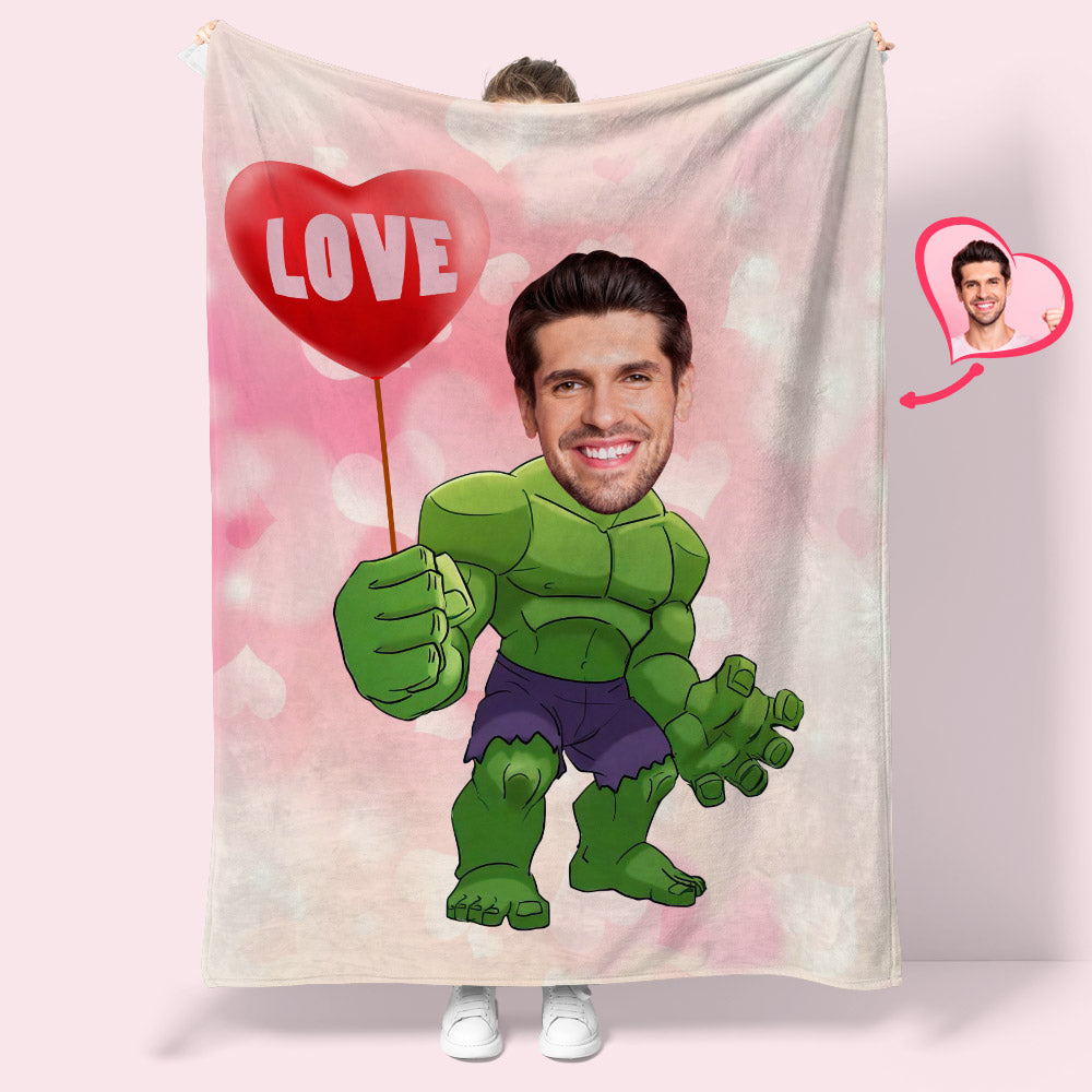 gifts for wife Love Balloon Custom Face Blanket Personalized Photo and Text Blanket Best Valentine's Day Gifts detail 1
