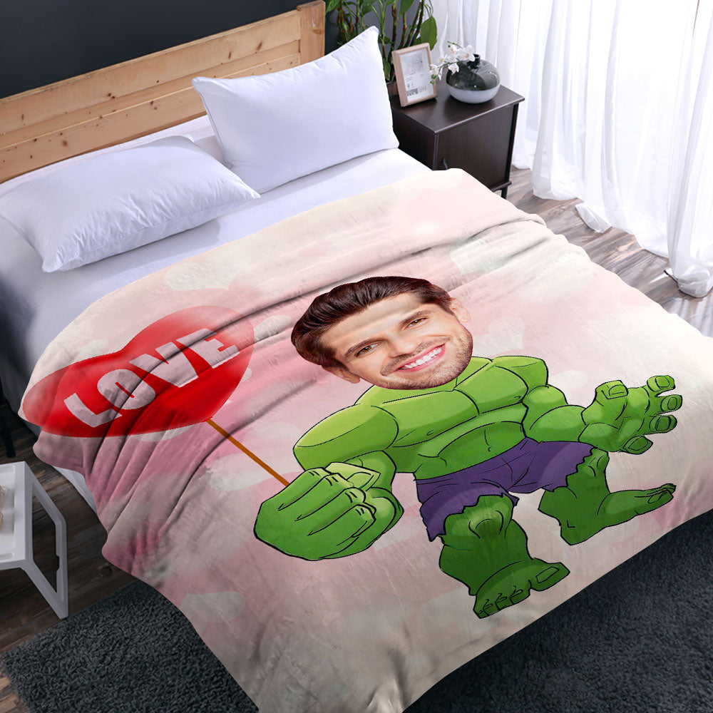 gifts for wife Love Balloon Custom Face Blanket Personalized Photo and Text Blanket Best Valentine's Day Gifts detail 2