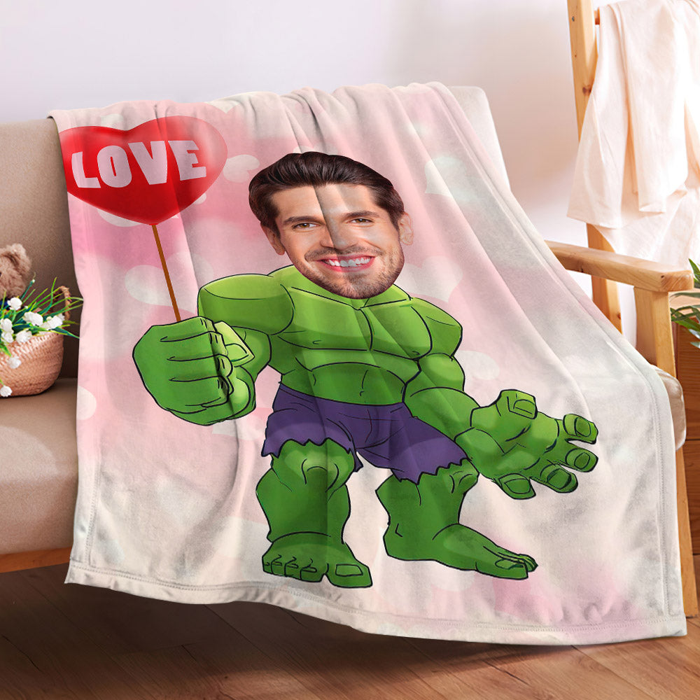 gifts for wife Love Balloon Custom Face Blanket Personalized Photo and Text Blanket Best Valentine's Day Gifts detail 3