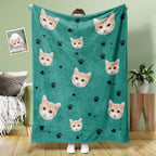 Blanket Personalized Pet Portrait Whimsical Cat Print