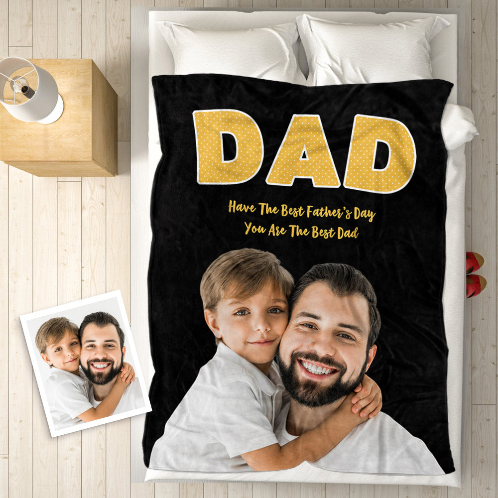 thoughtful blanket for dad with custom detail